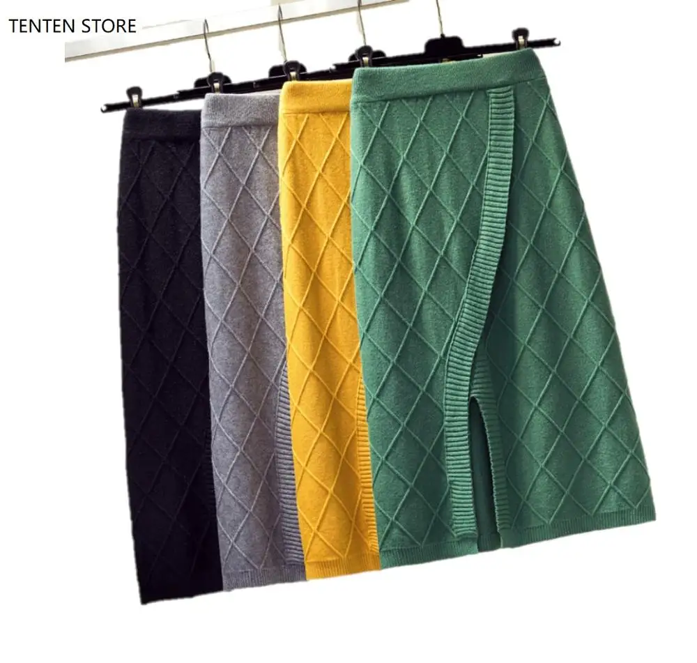 Fall winter women knitted midi skirts women high waist one size vintage mid-calf split skirts with button female 4 colors
Fall winter women knitted midi skirts women high waist one size vintage mid-calf split skirts with button female 4 colors
