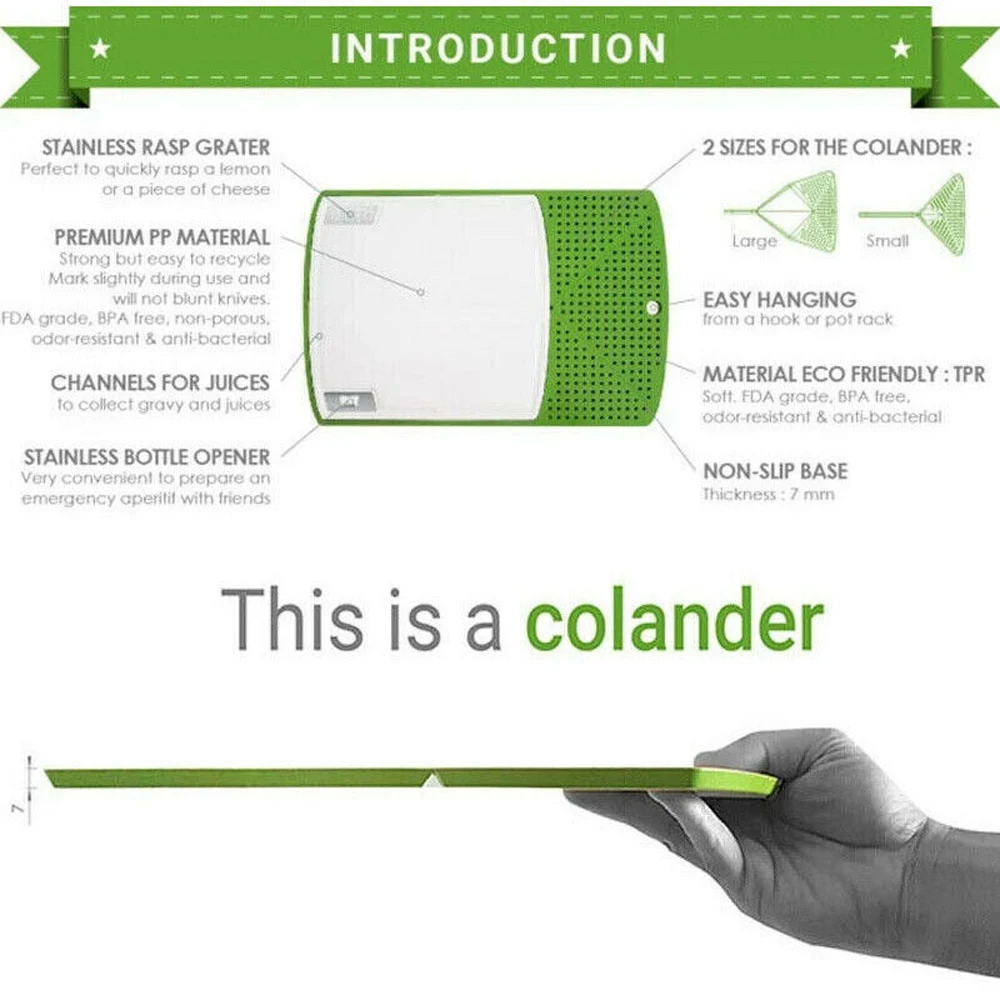 Multifunctional Folding Board Chopping Board Strainer Colander Cutting Fruit Foldable Kitchen Tools
Multifunctional Folding Board Chopping Board Strainer Colander Cutting Fruit Foldable Kitchen Tools