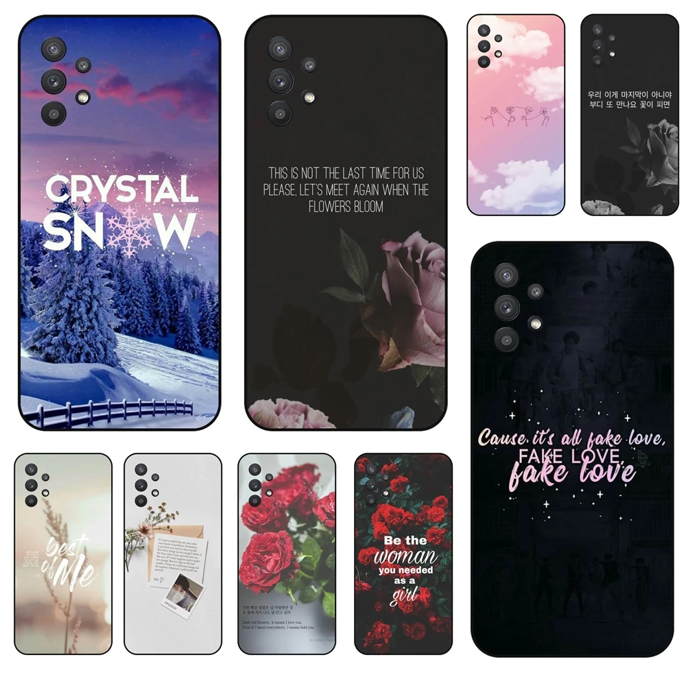 Черный чехол-накладка с 3D рисунком мягкий чехол надписью Love Yourself Flower Kpop очень