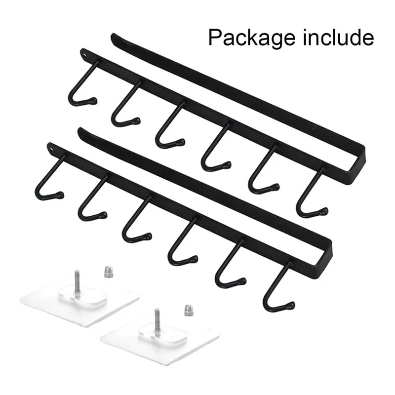 Six-Hook Kitchen Nail-Free Hook Cabinet Storage Rack Multi-Function Wardrobe Row Hook Finishing Rack