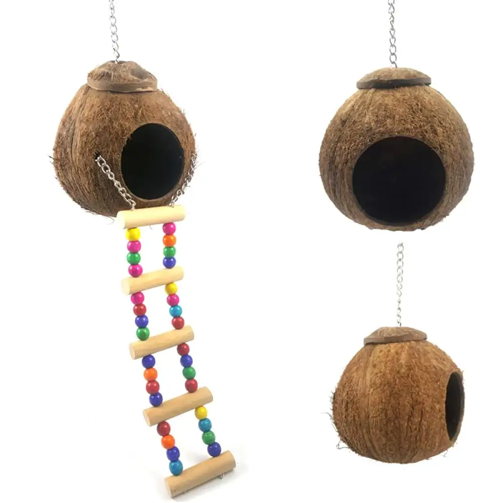 Natural Coconut Shell Bird Nest House Pet Parrot Hut Cage Hanging Toy Bird Cage Cover Bird Houses Shed House
Natural Coconut Shell Bird Nest House Pet Parrot Hut Cage Hanging Toy Bird Cage Cover Bird Houses Shed House