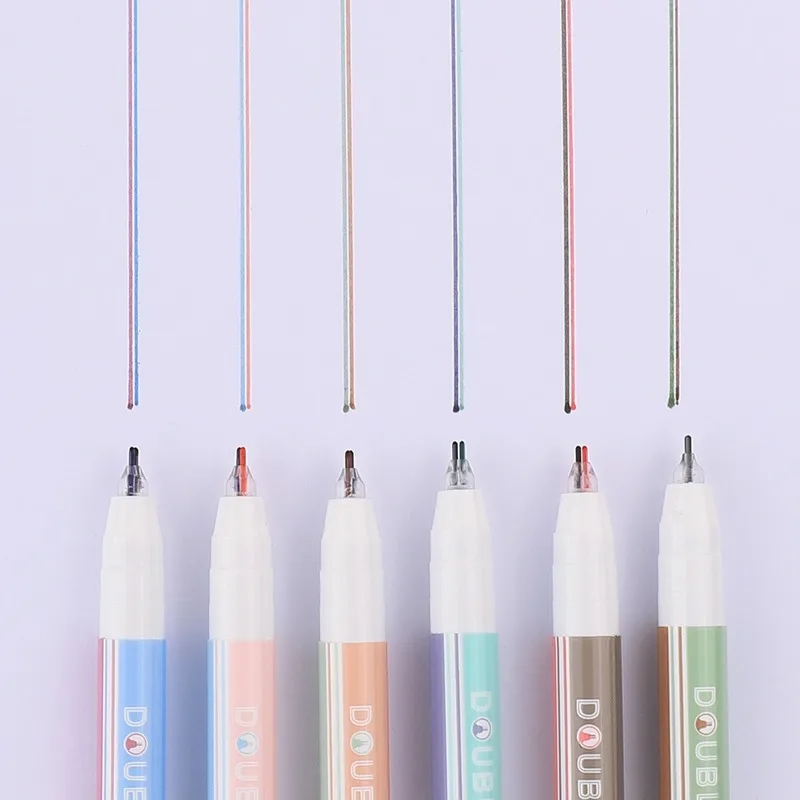 

6pcs/set Multicolored 2 Lines Pens Morandi Color Fineliner Marker Pens for Making Notes Marking Journaling Stationery Set