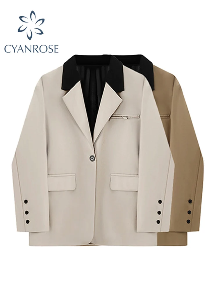Women's Chic Office Lady Single Button Blazer Korean Style Vintage Coat Fashion Long Sleeve Split Female Outerwear Stylish Tops
Women's Chic Office Lady Single Button Blazer Korean Style Vintage Coat Fashion Long Sleeve Split Female Outerwear Stylish Tops