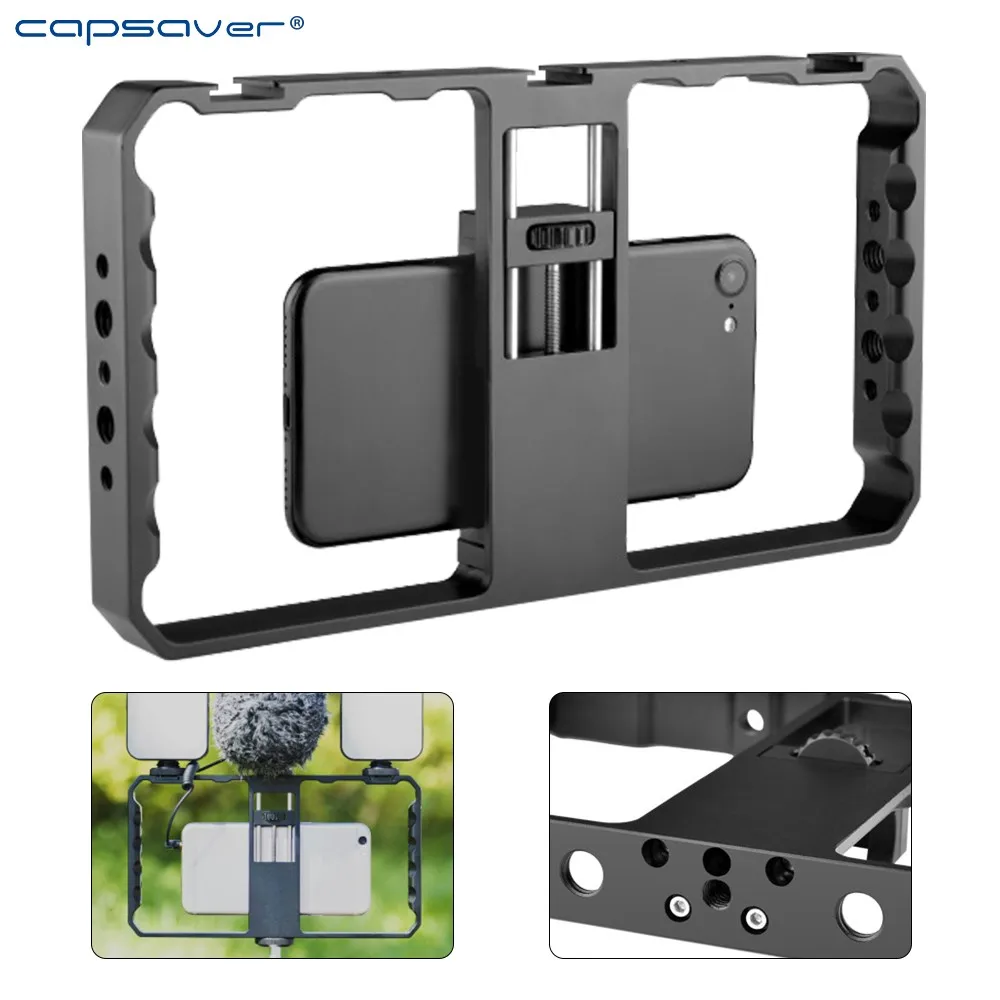 capsaver Handheld Camera Mobile Phone Holder Stabilizer Bracket with 1/4 Screw for Live Video Vlog Portable Metal Phone Cage
capsaver Handheld Camera Mobile Phone Holder Stabilizer Bracket with 1/4 Screw for Live Video Vlog Portable Metal Phone Cage