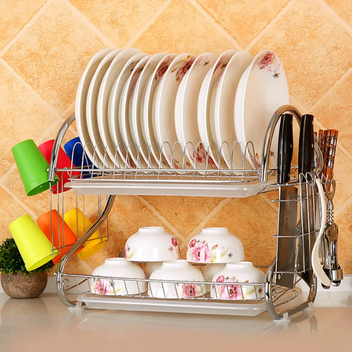2 Tier Stainless Steel Dish Rack Kitchen Storage Holder Drainer Bowl Tableware Plate Cup Knife Drying Shelf Dinnerware Organizer
2 Tier Stainless Steel Dish Rack Kitchen Storage Holder Drainer Bowl Tableware Plate Cup Knife Drying Shelf Dinnerware Organizer