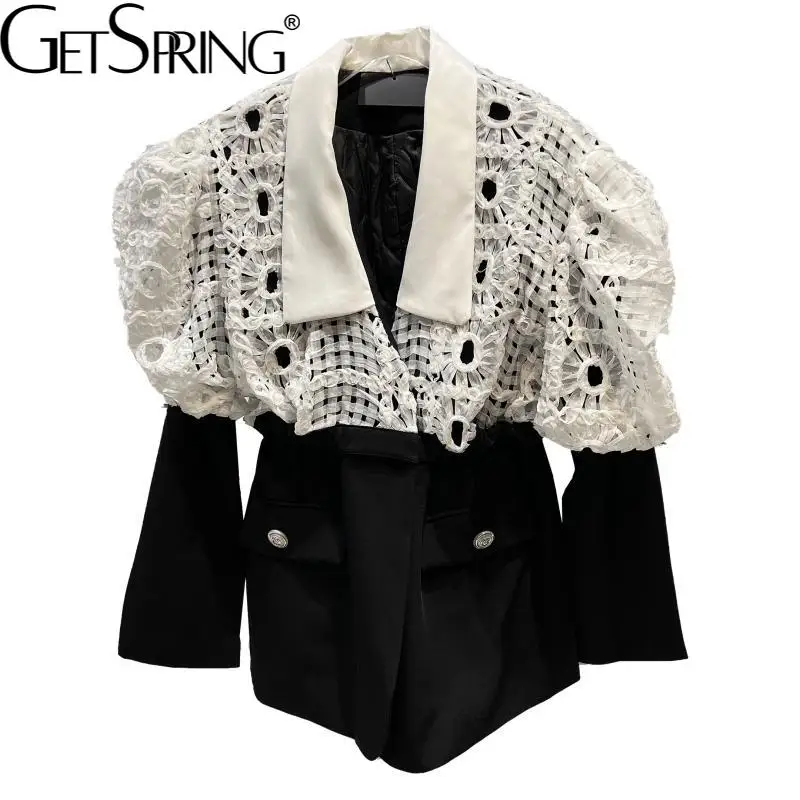 Getspring Women Blazer Puff Sleeve Patchwork Color Matching Black Women Blazers And Jackets Asymmetry Women Suit Coats 2022
Getspring Women Blazer Puff Sleeve Patchwork Color Matching Black Women Blazers And Jackets Asymmetry Women Suit Coats 2022