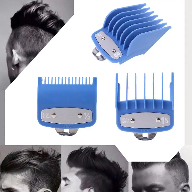 

8pcs/set Colorful Guide Comb Multiple Sizes Metal Limited Combs Hair Clipper Cutting Tool