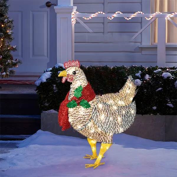 Courtyard Decoration Light-Up Chicken with Scarf Metal Chicken Sculpture Garden Lawn Corridor Christmas Atmosphere Decoration
Courtyard Decoration Light-Up Chicken with Scarf Metal Chicken Sculpture Garden Lawn Corridor Christmas Atmosphere Decoration