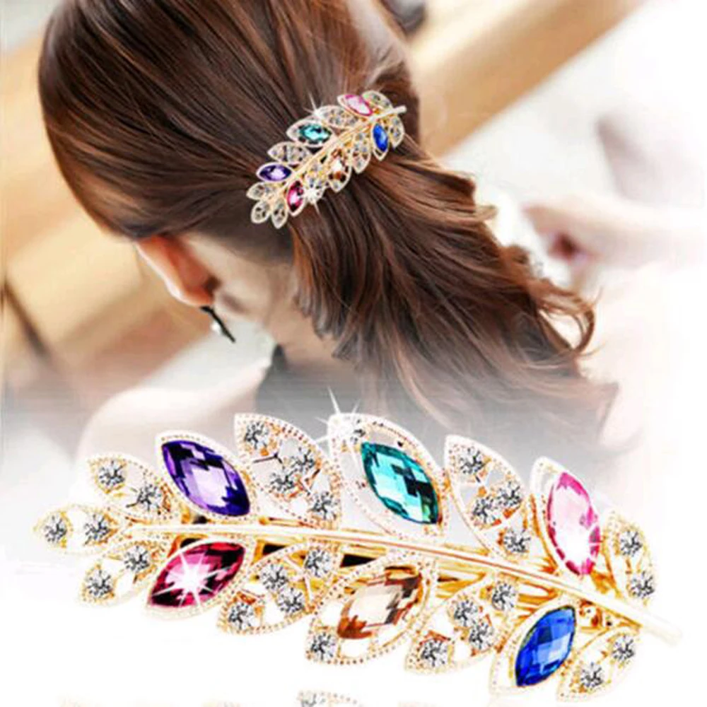 1pc Beauty Women Fashion Hair Clip Rhinestone Crystal Leaf Shape Hair Barrette Hair Accessories 5 Colors For Party Gifts
1pc Beauty Women Fashion Hair Clip Rhinestone Crystal Leaf Shape Hair Barrette Hair Accessories 5 Colors For Party Gifts