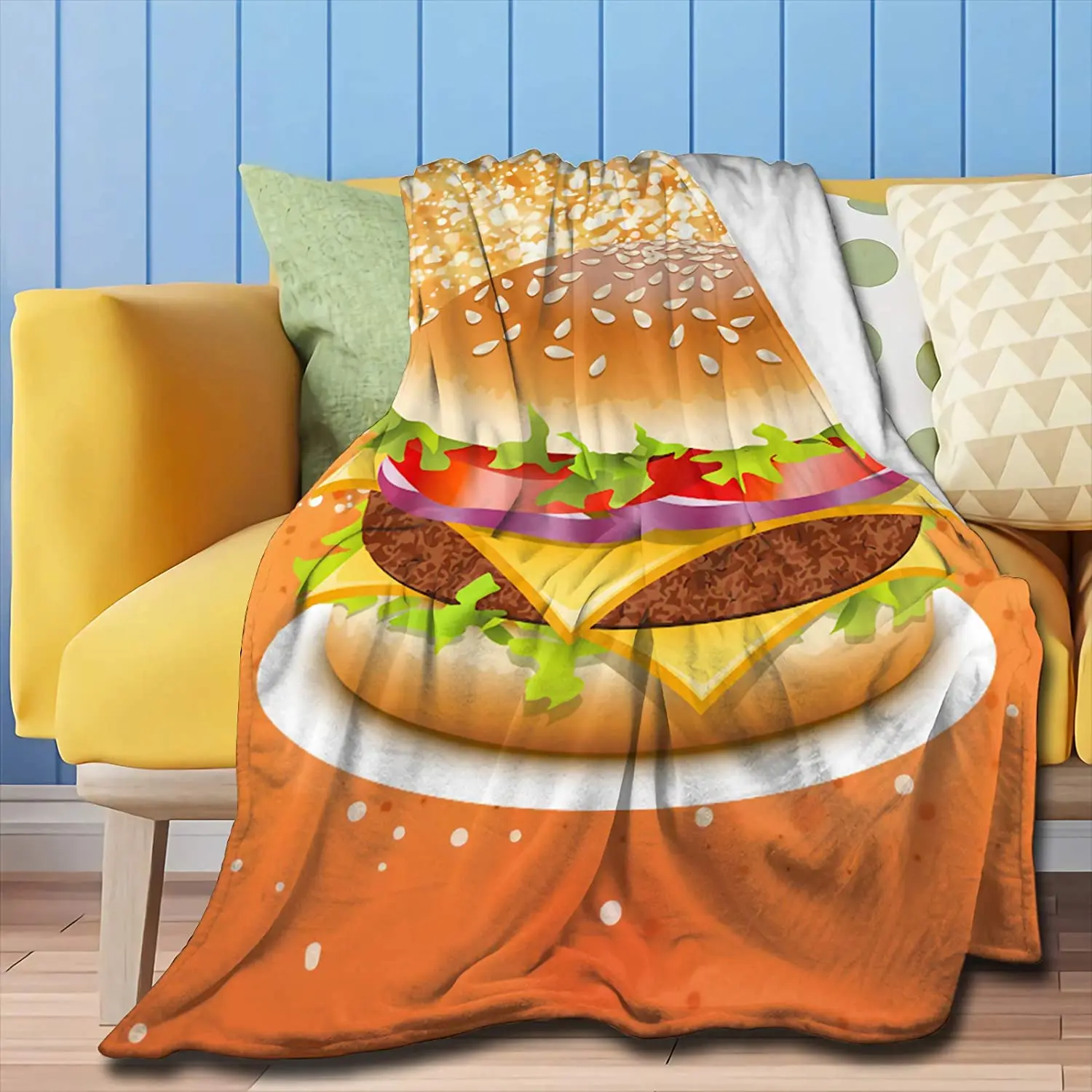 Humor Funny Food Design Throw Blanket Hamburger Super Soft Flannel Luxury Bed Sofa Blanket for All Seasons 50"X40" Small
Humor Funny Food Design Throw Blanket Hamburger Super Soft Flannel Luxury Bed Sofa Blanket for All Seasons 50"X40" Small