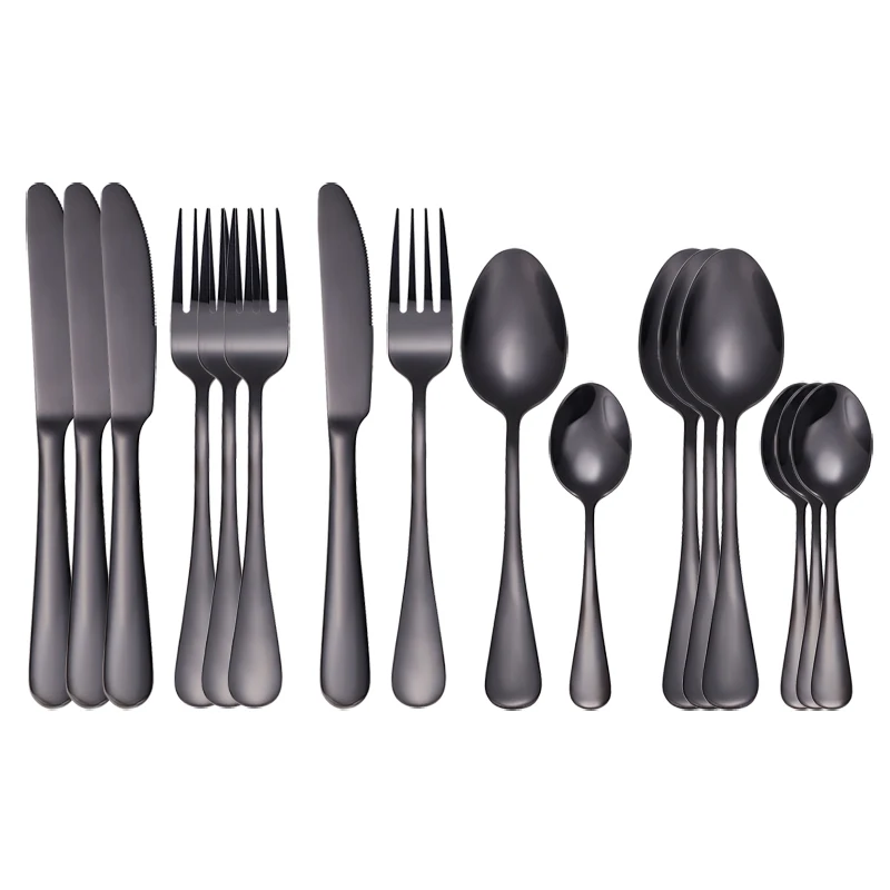 16pcs Black Western Dinnerware Set Stainless Steel Cutlery Set Fork Knife Spoon Tableware Set Flatware Set Silverware Set
16pcs Black Western Dinnerware Set Stainless Steel Cutlery Set Fork Knife Spoon Tableware Set Flatware Set Silverware Set