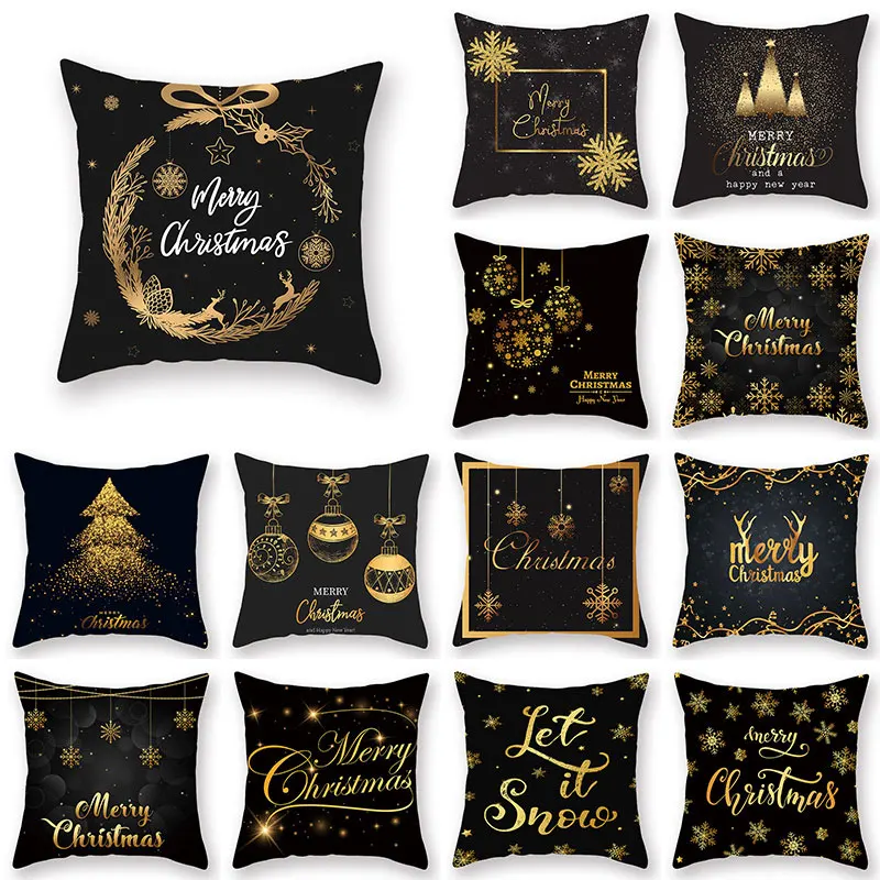 Christmas Decor Pillow Case Black Cushion Cover Pillowslip Christmas Bronzing Throw Pillows Cover Case Home Supplies 45*45cm
Christmas Decor Pillow Case Black Cushion Cover Pillowslip Christmas Bronzing Throw Pillows Cover Case Home Supplies 45*45cm