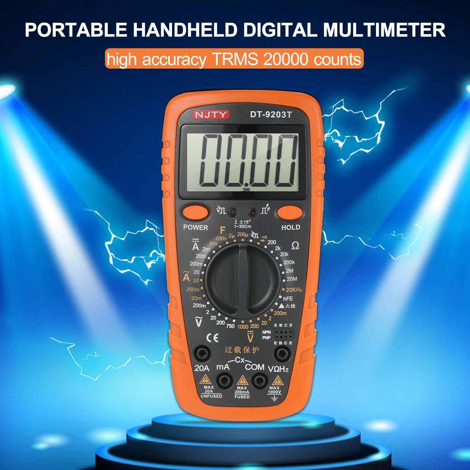NJTY DT-9203T Digital Multimeter True RMS 2.6-inch LCD Digital Universal Meter Multipurpose for Measuring AC/DC Current Voltage
NJTY DT-9203T Digital Multimeter True RMS 2.6-inch LCD Digital Universal Meter Multipurpose for Measuring AC/DC Current Voltage