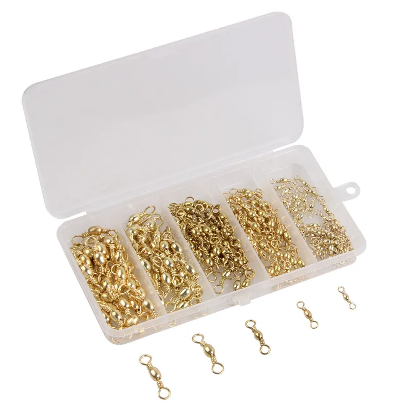 200pcs/box Gold Fishing Connector Swivels 1#~10# Fishing Accessories Brass Sea Fishing Hook Connector Terminal Tackle
200pcs/box Gold Fishing Connector Swivels 1#~10# Fishing Accessories Brass Sea Fishing Hook Connector Terminal Tackle