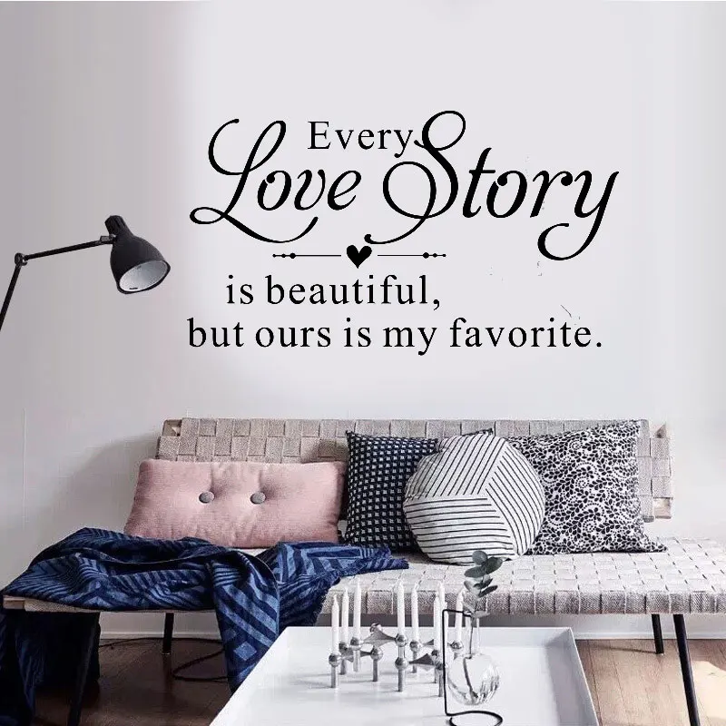 

Fashion living room wall decals love story family house interior vinyl decoration word phrase decals living room art decor KT14