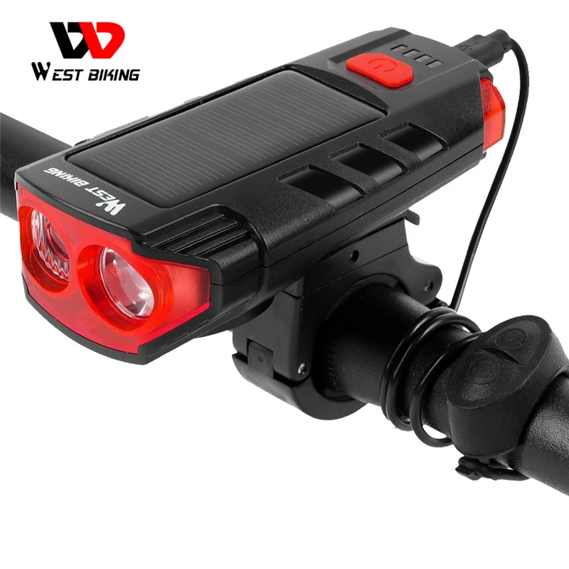 WEST BIKING Solar Bicycle Light USB Charging 2000mAh Bicycle Headlight Bike Lamp IPX4 Waterproof 120 dB Horn Bike Front Light
WEST BIKING Solar Bicycle Light USB Charging 2000mAh Bicycle Headlight Bike Lamp IPX4 Waterproof 120 dB Horn Bike Front Light