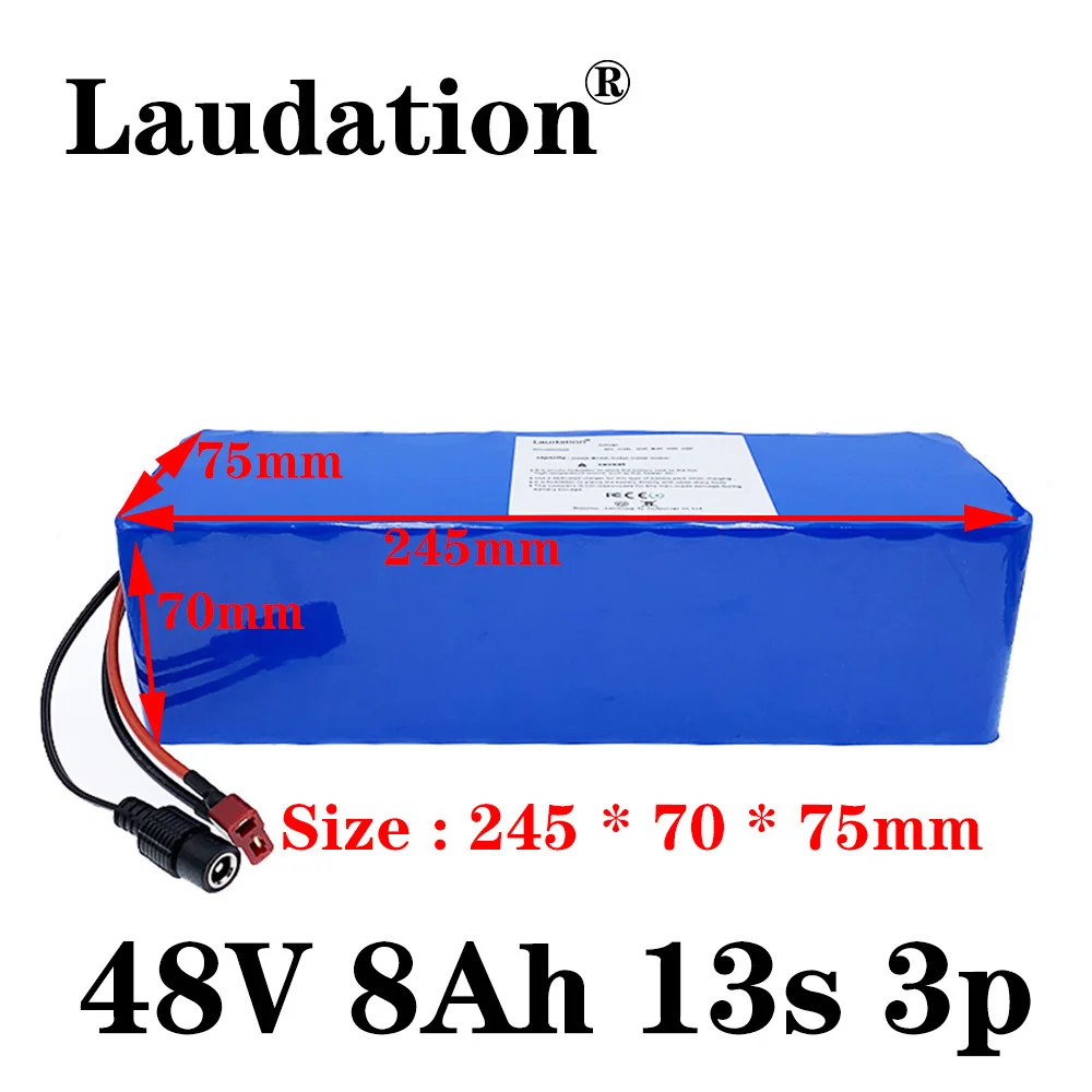 

Laudation-18650,48V 8Ah,Rechargeable Lithium-Ion Battery Pack.Suitable For Motors Below 500W,Bicycles,Scooters13S 3P,15A BMS.