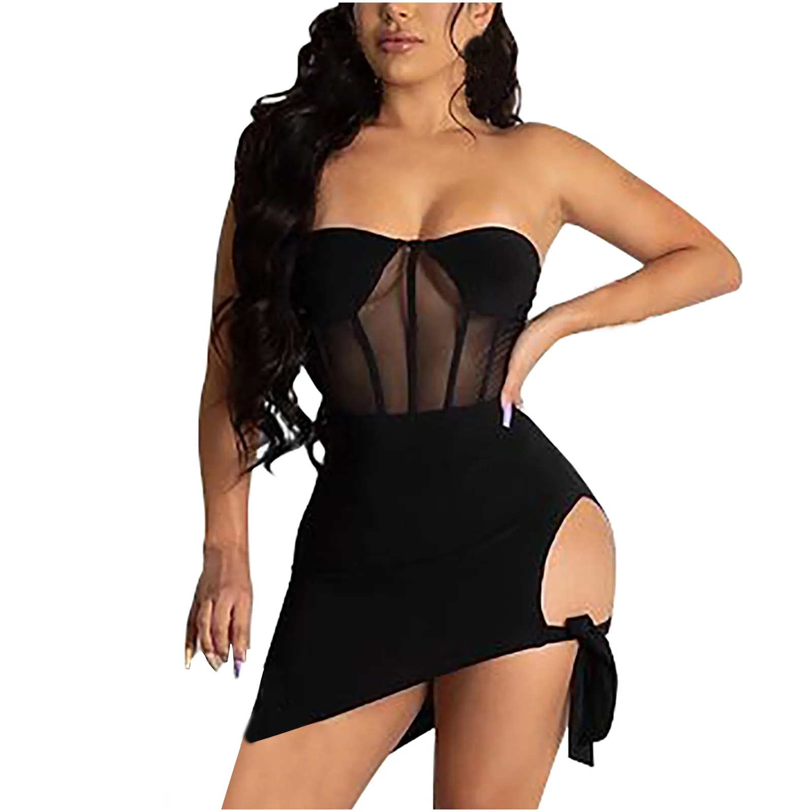 Sexy Nightclub Skirt Pleated Sleeveless Two-piece Women's Dress Sexy Nightclub Skirt Pleated Sleeveless See-through Dress Robe
Sexy Nightclub Skirt Pleated Sleeveless Two-piece Women's Dress Sexy Nightclub Skirt Pleated Sleeveless See-through Dress Robe
