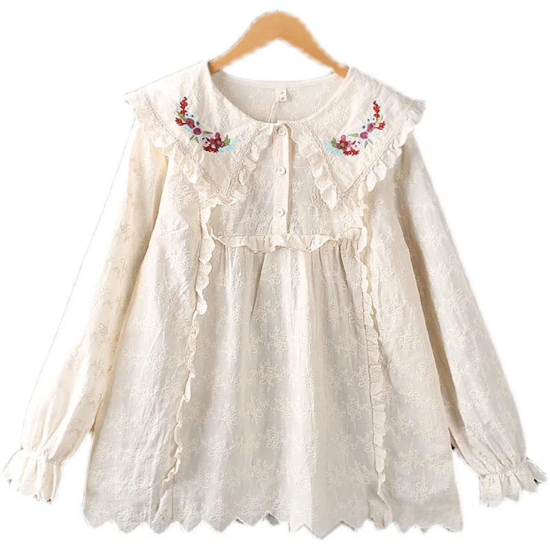 2021 Autumn New Sweet Embroidery Flower Shirt Top Women Long Sleeve Casual Tops 79-21175
2021 Autumn New Sweet Embroidery Flower Shirt Top Women Long Sleeve Casual Tops 79-21175