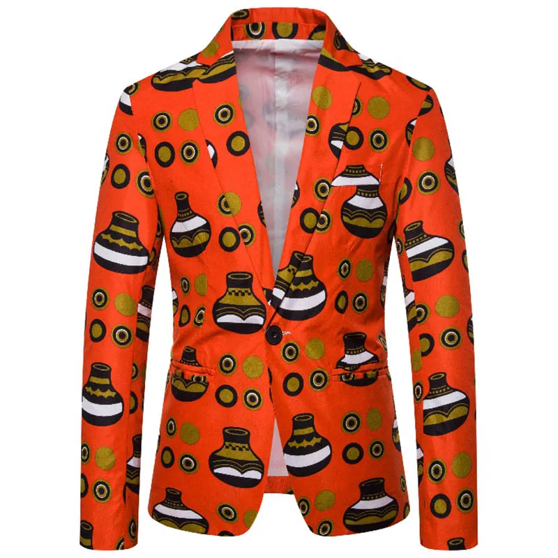 African Orange Printed Mens Blazer Slim Fit Fashion Notch Lapel Jackets for Men Summer Men Suit Blazers Male Coat 2020
African Orange Printed Mens Blazer Slim Fit Fashion Notch Lapel Jackets for Men Summer Men Suit Blazers Male Coat 2020