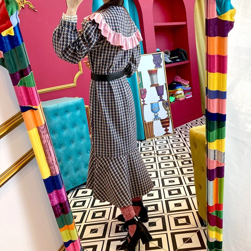 2021 New Korean Style Ins French Vintage Style Sweet Ruffled Color Contrast Patchwork Youthful-Looking Dress with Belt
2021 New Korean Style Ins French Vintage Style Sweet Ruffled Color Contrast Patchwork Youthful-Looking Dress with Belt