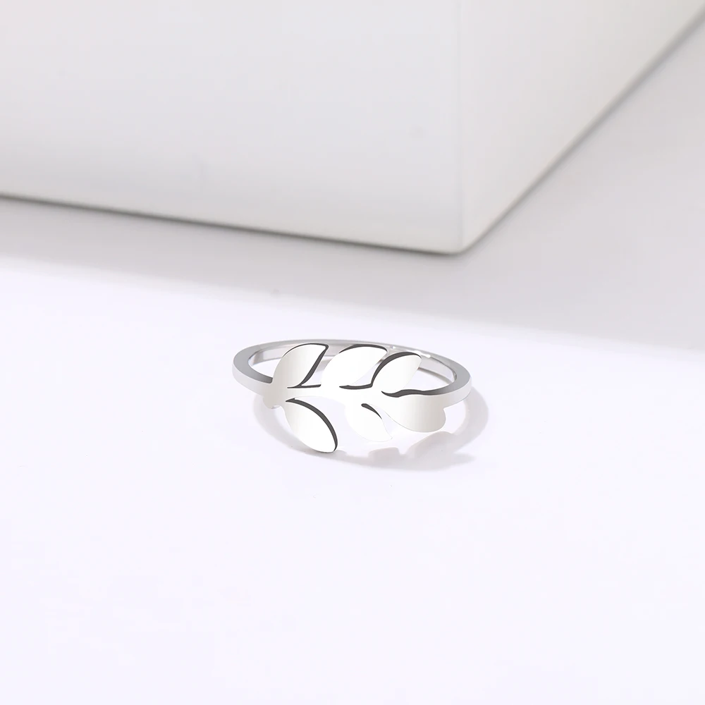 DOTIFI для женщин кольцо новый творческий простой лист дизайн нержавеющая сталь