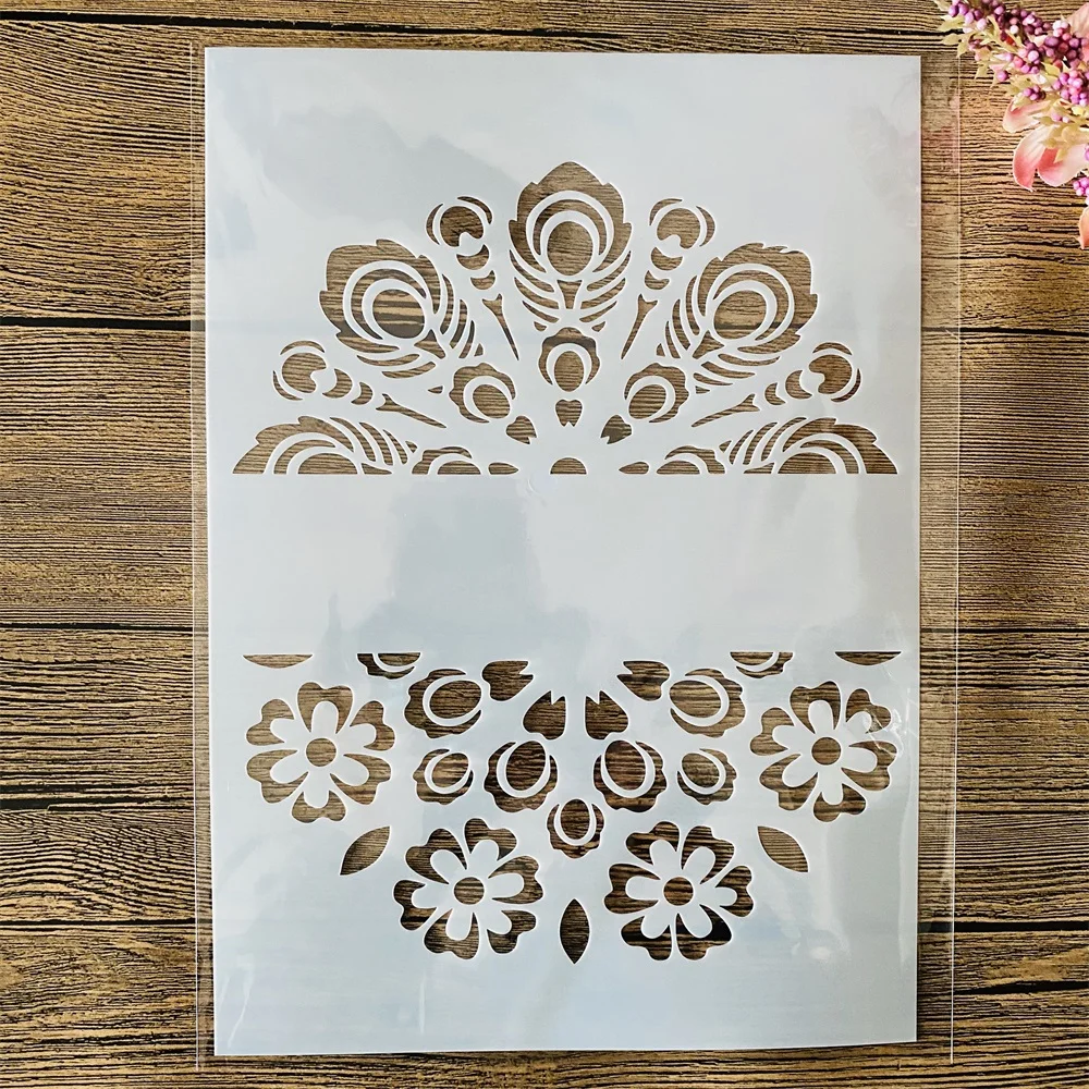 A4 29cm Peacock Feather Flowers DIY Layering Stencils Wall Painting Scrapbook Coloring Embossing Album Decorative Template
A4 29cm Peacock Feather Flowers DIY Layering Stencils Wall Painting Scrapbook Coloring Embossing Album Decorative Template