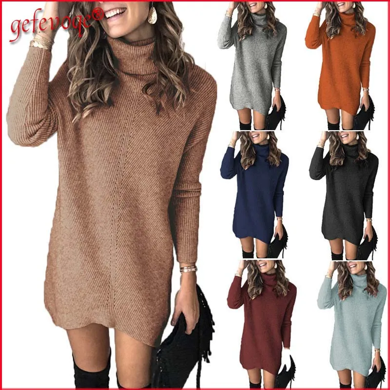 New Year Women Turtleneck Knitted Dresses Casual Solid Long Sleeve Elegant Sweater Mini Dress Plus Size Fall Winter Clothes 2022
New Year Women Turtleneck Knitted Dresses Casual Solid Long Sleeve Elegant Sweater Mini Dress Plus Size Fall Winter Clothes 2022