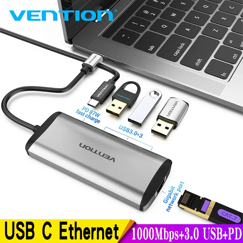 Vention USB C Ethernet USB-C в RJ45 Lan адаптер концентратор для MacBook Pro Samsung Galaxy S20/Note 10 Тип сетевая