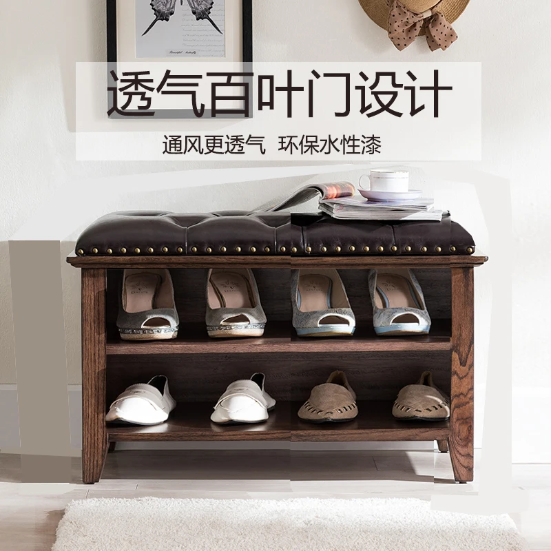 Pure solid wood American louver door shoe stool Shoe cabinet can sit in the door storage storage European leather shoes bench
Pure solid wood American louver door shoe stool Shoe cabinet can sit in the door storage storage European leather shoes bench