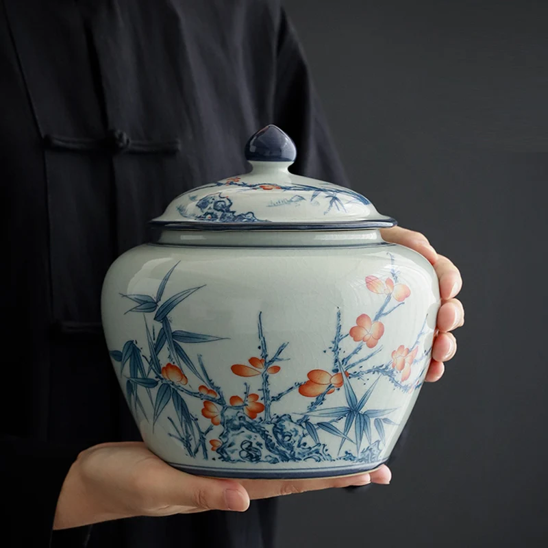 Tea Caddy Ceramic Plum Sealed Storage Jar Vase Flower Arrangement Household Tea Coffee Bean Storage Box with Lid Home Decoration
Tea Caddy Ceramic Plum Sealed Storage Jar Vase Flower Arrangement Household Tea Coffee Bean Storage Box with Lid Home Decoration