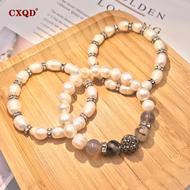 CXQD 12mm ball Natural Stone And Real Freshwater Oval Pearl Bracelets For Women Charm Bohemian
CXQD 12mm ball Natural Stone And Real Freshwater Oval Pearl Bracelets For Women Charm Bohemian