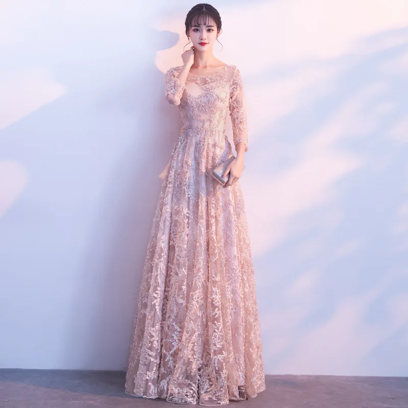 Sexy Perspective Bride Wedding Evening Dress Women O-Neck Banquet Pleated Dresses Floor-Length Skirt Winter Party Prom Gown
Sexy Perspective Bride Wedding Evening Dress Women O-Neck Banquet Pleated Dresses Floor-Length Skirt Winter Party Prom Gown