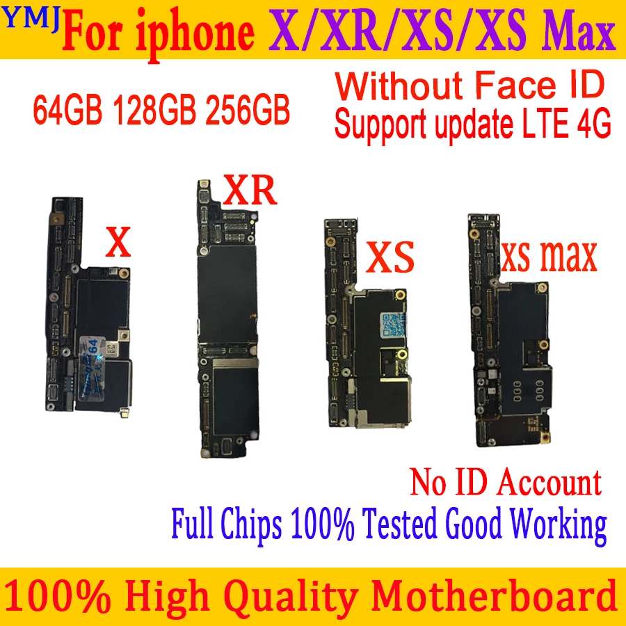 For iPhone X XR XS MAX 11 Motherboard NO Face ID Full Chips Tested Good Working Logic board Support update Plate No ID Account 
For iPhone X XR XS MAX 11 Motherboard NO Face ID Full Chips Tested Good Working Logic board Support update Plate No ID Account