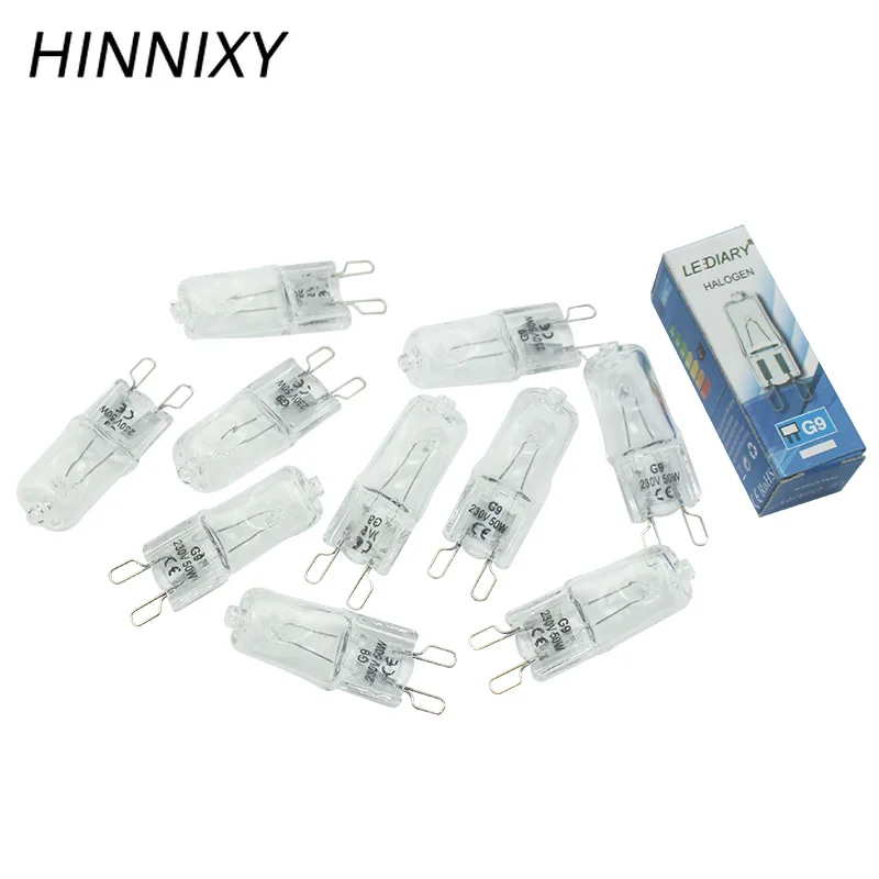 Hinnixy 10 шт./лот G9 галогенная лампа с регулируемой яркостью 25 Вт/40 Вт/60 Вт 110 В/220 В
