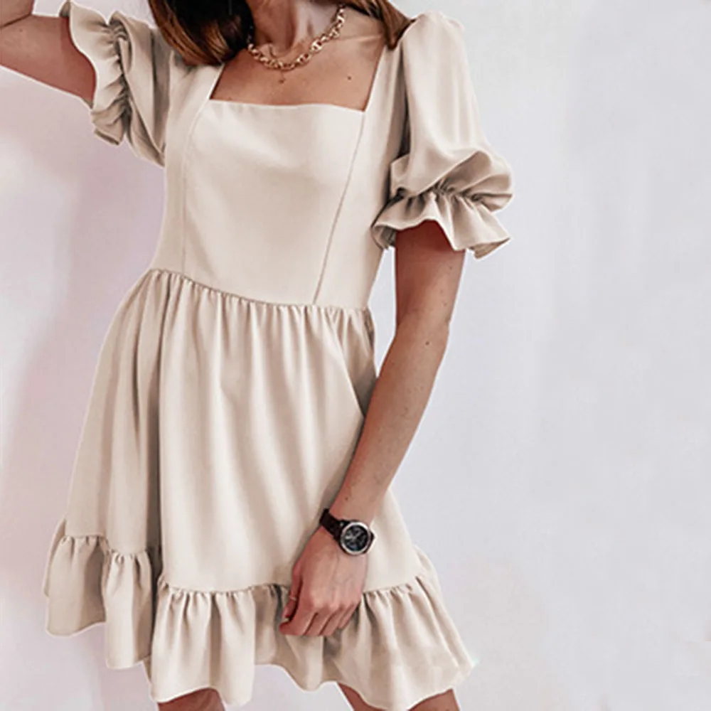 casual lantern sleeve ruffles mini dress women summer fashion pure color slim dresses for women 2021 pink a-line robe femme
casual lantern sleeve ruffles mini dress women summer fashion pure color slim dresses for women 2021 pink a-line robe femme
