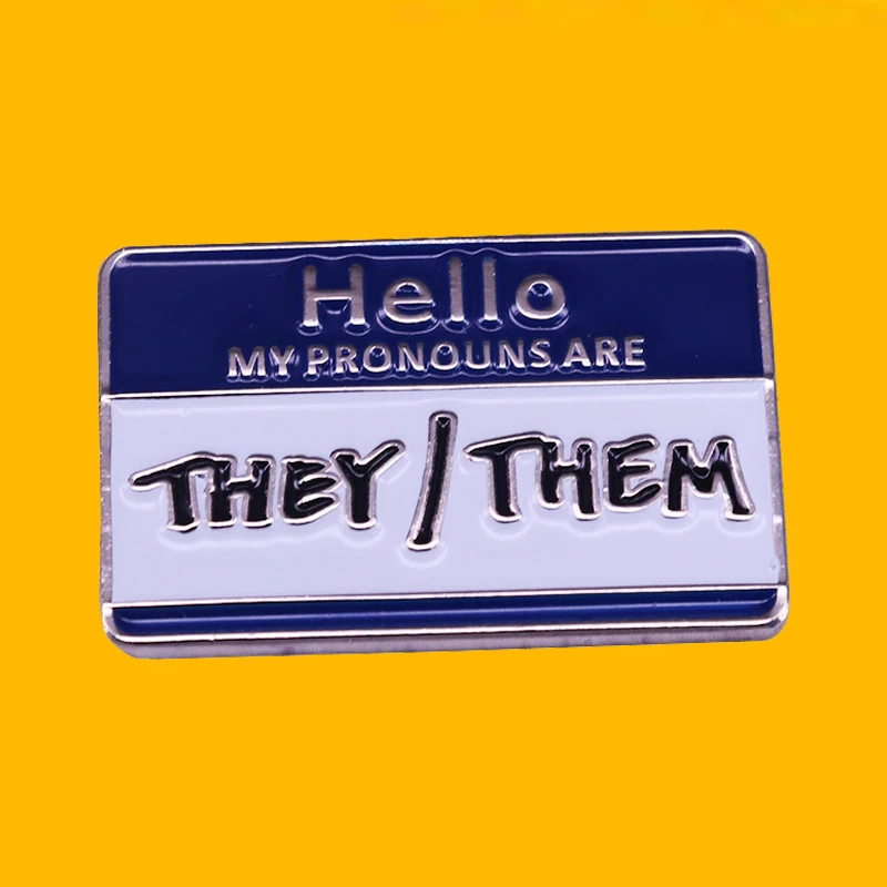 Hello my pronoun is theythey badge brooch enamel pin gender neutral badges cute jeans shirts jewelry accessory
Hello my pronoun is theythey badge brooch enamel pin gender neutral badges cute jeans shirts jewelry accessory