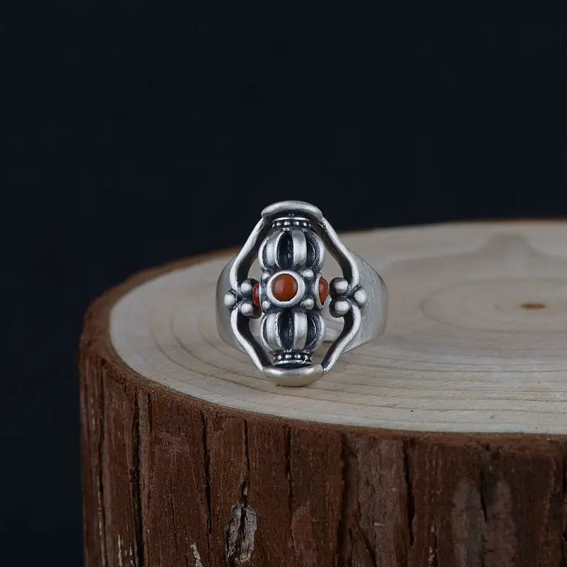 Винтажное серебряное кольцо из тайского серебра 100% пробы вращающееся в