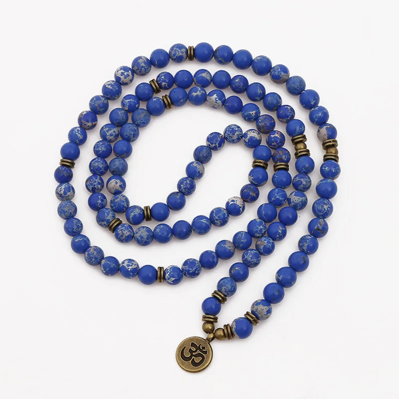 Trendy Natural Blue Emperor Stone Bracelet 108 Mala Beads Bracelet or Necklace OHM Pendant Chakra Yoga Prayer Bracelet Wholesale
Trendy Natural Blue Emperor Stone Bracelet 108 Mala Beads Bracelet or Necklace OHM Pendant Chakra Yoga Prayer Bracelet Wholesale