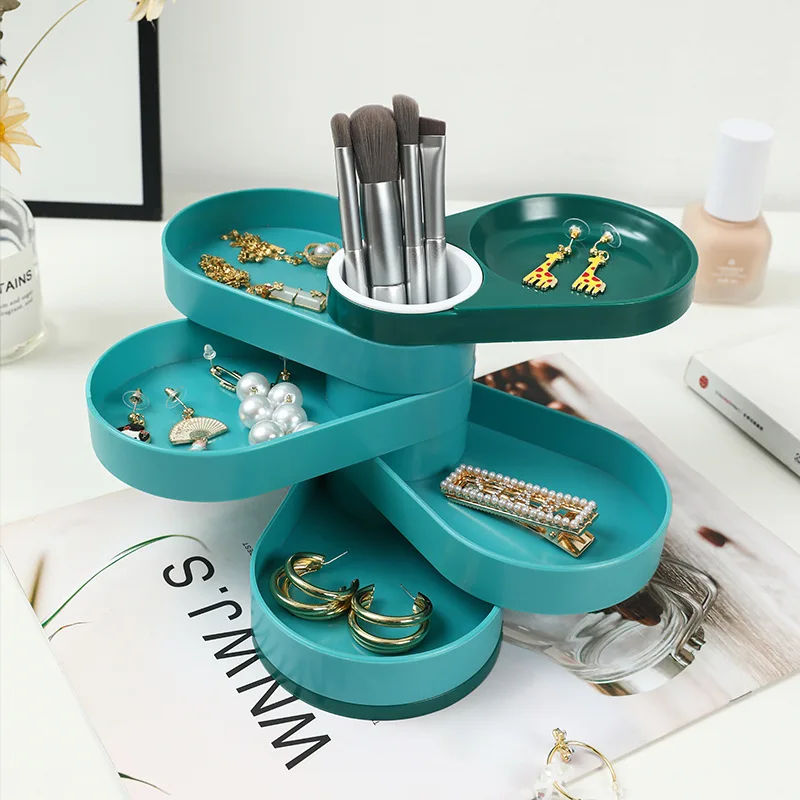 Multifunction Rotating Jewelry Box Makeup Brush Holder 4 Drawer Earring Necklace Rings Plastic Storage Case Tray Large Organizer
Multifunction Rotating Jewelry Box Makeup Brush Holder 4 Drawer Earring Necklace Rings Plastic Storage Case Tray Large Organizer