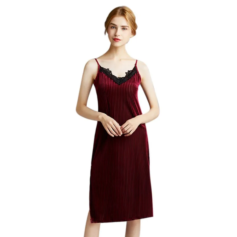 Ladies Autumn And Winter Sleepwear Women Suspenders Sexy Thick Warm Velvet Dress Solid Straight Night Clothes New
Ladies Autumn And Winter Sleepwear Women Suspenders Sexy Thick Warm Velvet Dress Solid Straight Night Clothes New