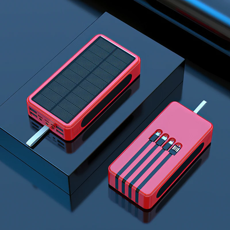

2022.new solar mobile power bank comes with cable 30000 mAh, a multi-function and large-capacity power bank, three colors