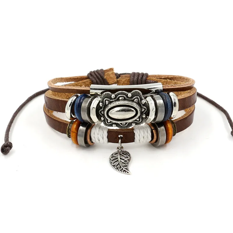 European and American ethnic style leaf multi-layer butterfly leather bracelet for women adjustable bracelet for men presents
European and American ethnic style leaf multi-layer butterfly leather bracelet for women adjustable bracelet for men presents