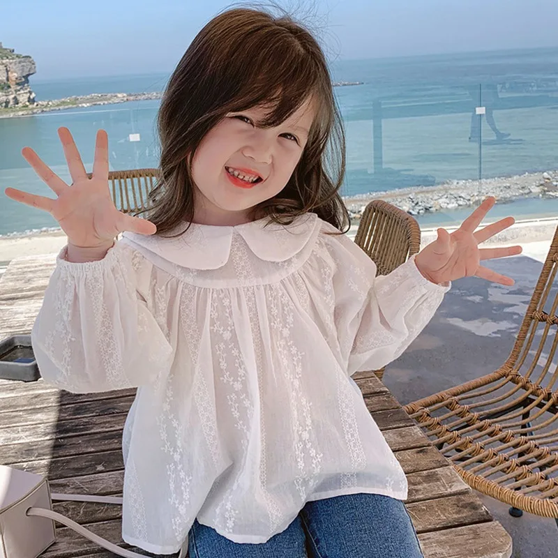 Children Girls White Blouse Doll Collar Lace Floral Kid Girl cute Blouse Tee Spring Autumn Long Sleeve Shirt Top
Children Girls White Blouse Doll Collar Lace Floral Kid Girl cute Blouse Tee Spring Autumn Long Sleeve Shirt Top