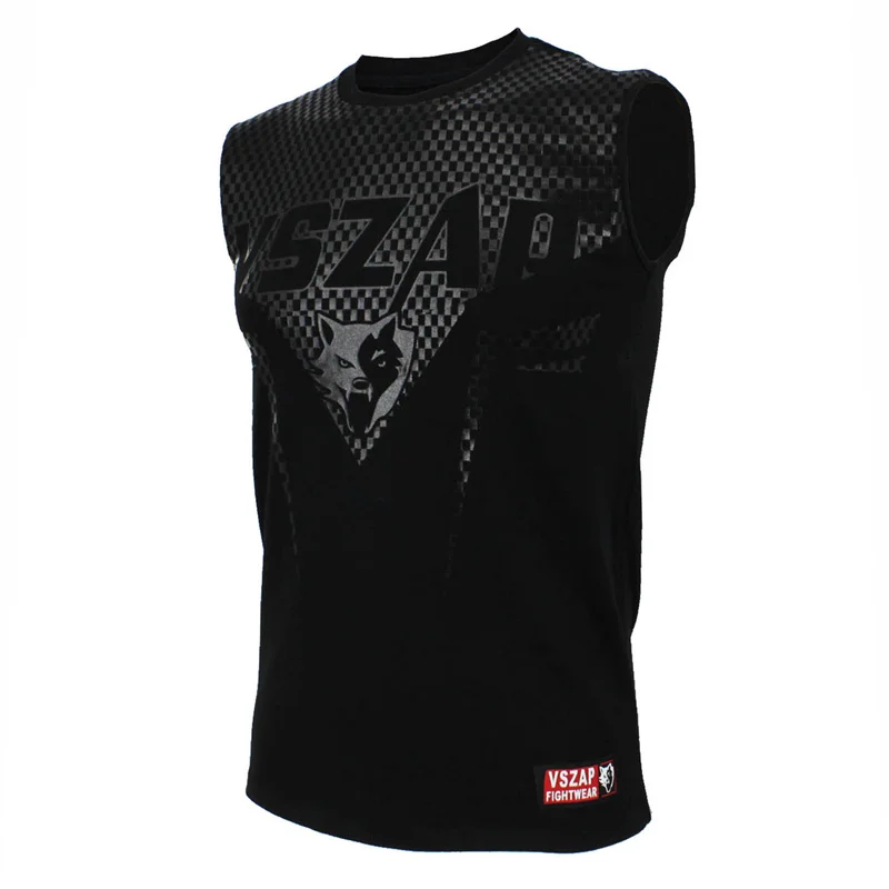 VSZAP Черные боксерские безрукавки майка ММА фитнес тренировочная футболка для