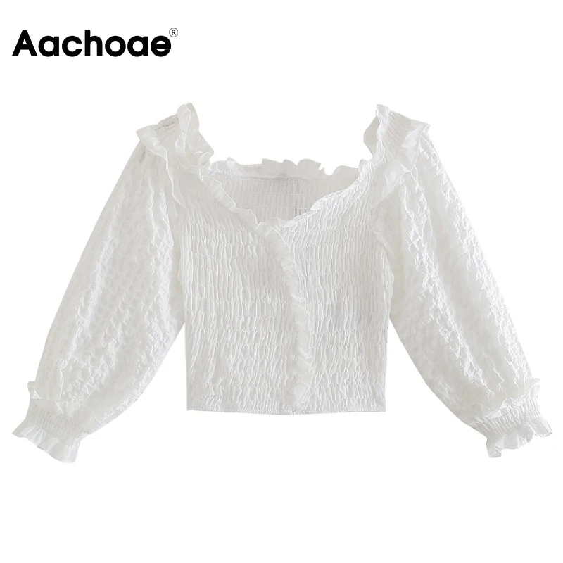 Aachoae Women White Color Ruffles Cropped Blouse Chic V Neck Batwing Sleeve Shirt Female Elegant Slim Cotton Shirt Mujer Blusa
Aachoae Women White Color Ruffles Cropped Blouse Chic V Neck Batwing Sleeve Shirt Female Elegant Slim Cotton Shirt Mujer Blusa