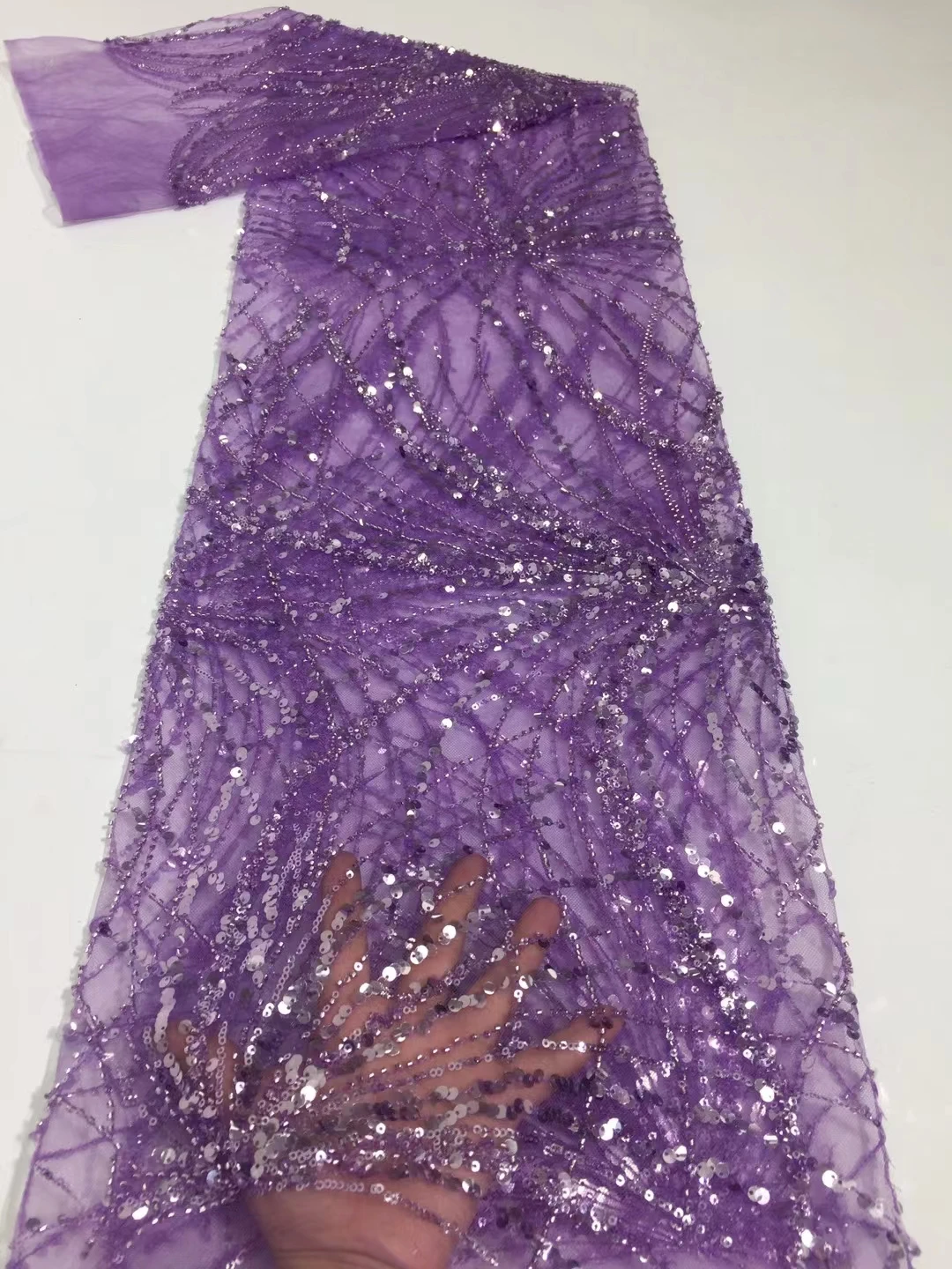 Purple African French Handmade Beaded Lace Fabric Nigerian Lace Fabrics 2021 High Quality Sequins Lace For Dress
Purple African French Handmade Beaded Lace Fabric Nigerian Lace Fabrics 2021 High Quality Sequins Lace For Dress