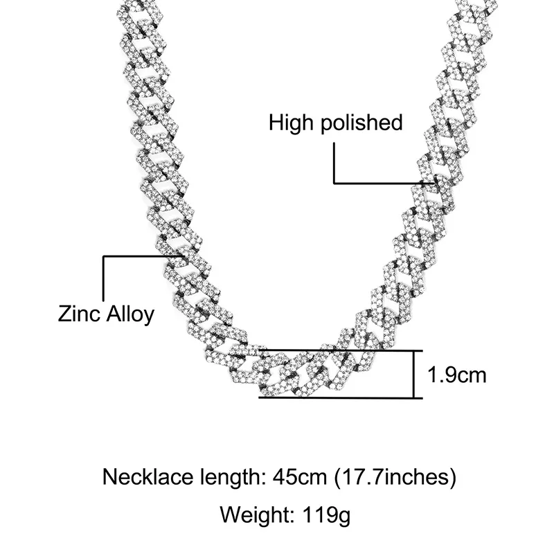 HipHop Double Row Full Rhinestone Men's Hip Hop Necklace Choker 20mm Diamond Miami Cuban Chain High Quality Simple Necklace 
HipHop Double Row Full Rhinestone Men's Hip Hop Necklace Choker 20mm Diamond Miami Cuban Chain High Quality Simple Necklace