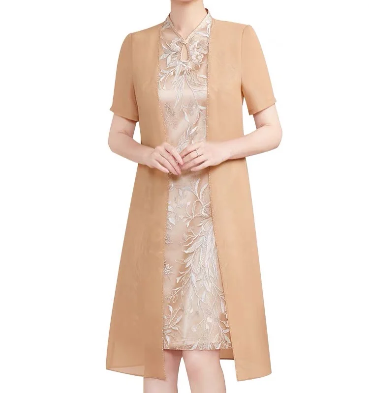 New Two Pieces Mother Of the Bride Dresses With Jacket Chiffon Lace Floral Short Sleeve Knee length Formal Groom Mother Gowns
New Two Pieces Mother Of the Bride Dresses With Jacket Chiffon Lace Floral Short Sleeve Knee length Formal Groom Mother Gowns