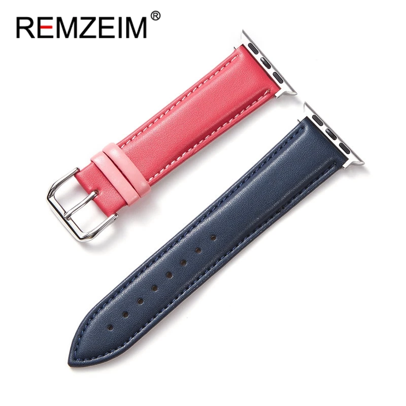 REMZEIM Genuine Leather Watch Straps for Apple Watch 6 SE 5 4 3 Replace Two-color Watchband 38mm 40mm 42mm 44mm for iwatch
REMZEIM Genuine Leather Watch Straps for Apple Watch 6 SE 5 4 3 Replace Two-color Watchband 38mm 40mm 42mm 44mm for iwatch